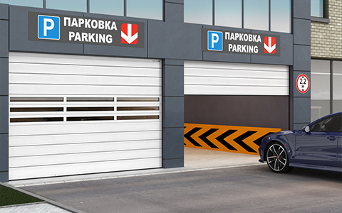 ПРОМЫШЛЕННЫЕ СКОРОСТНЫЕ СЕКЦИОННЫЕ ВОРОТА С ТОРСИОННЫМ МЕХАНИЗМОМ ISD01 PARKING